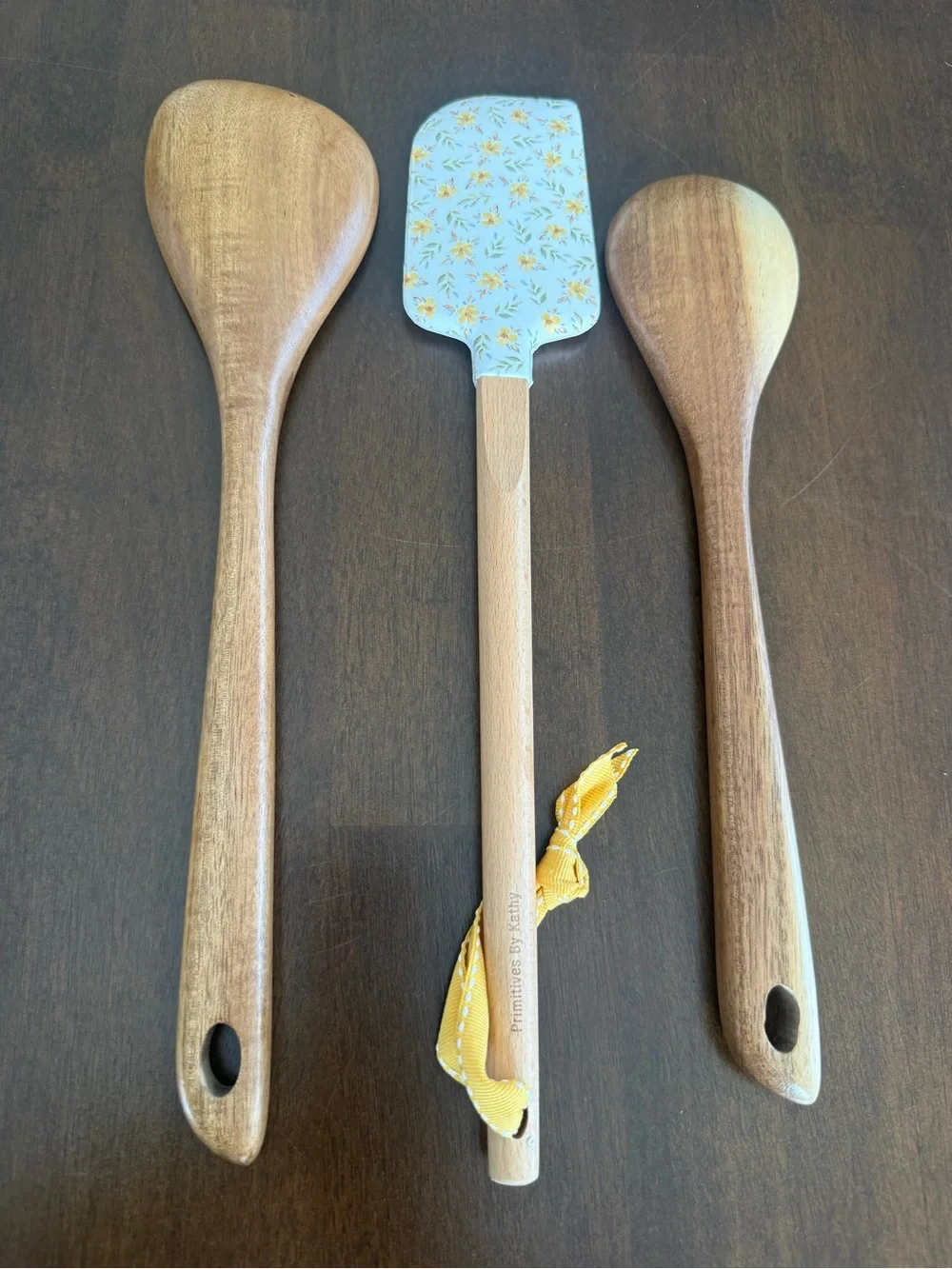Bee Happy Kitchen Utensil Set Wood Spoons & Primitives by Kathy Spatula 3 Pc